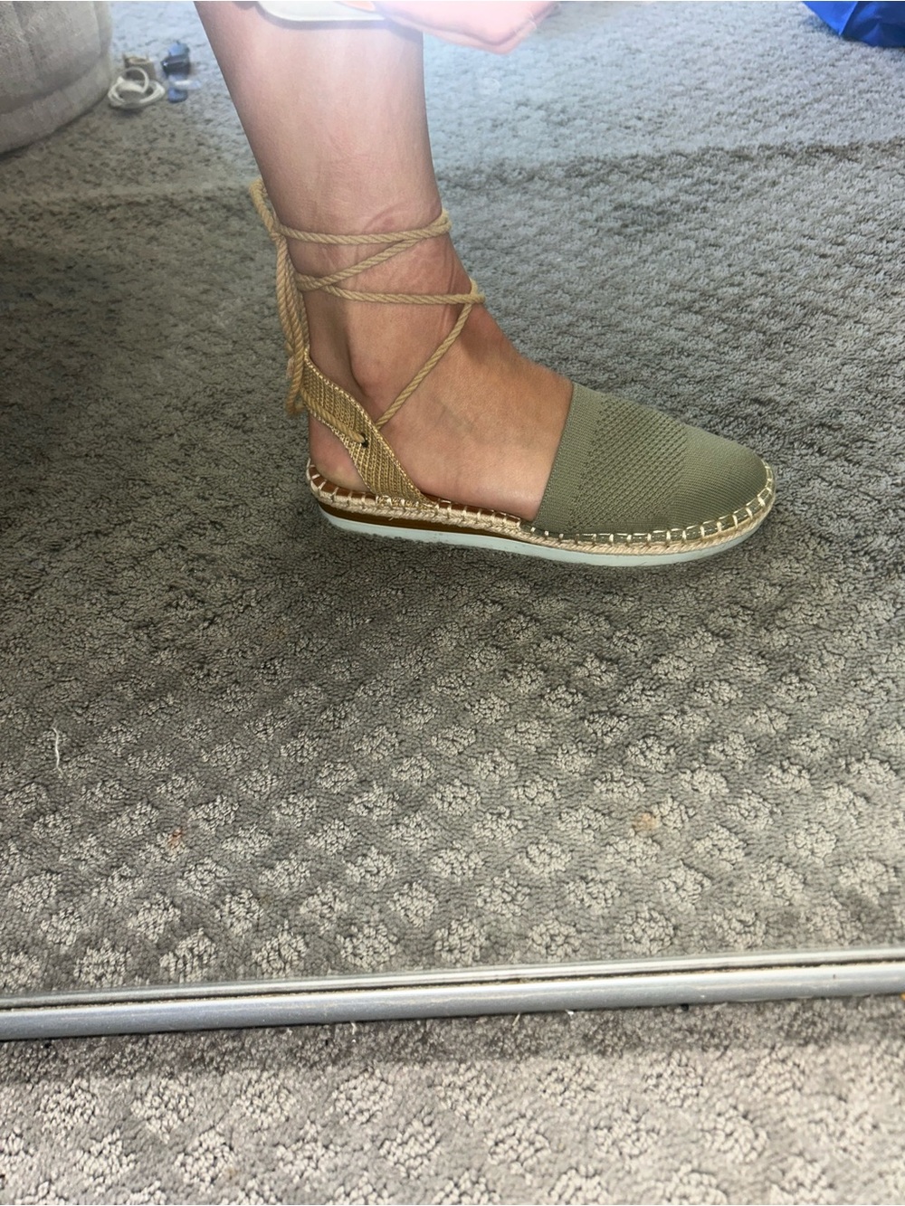 Crown Vintage Olive Green Lace-Up Espadrille Flats